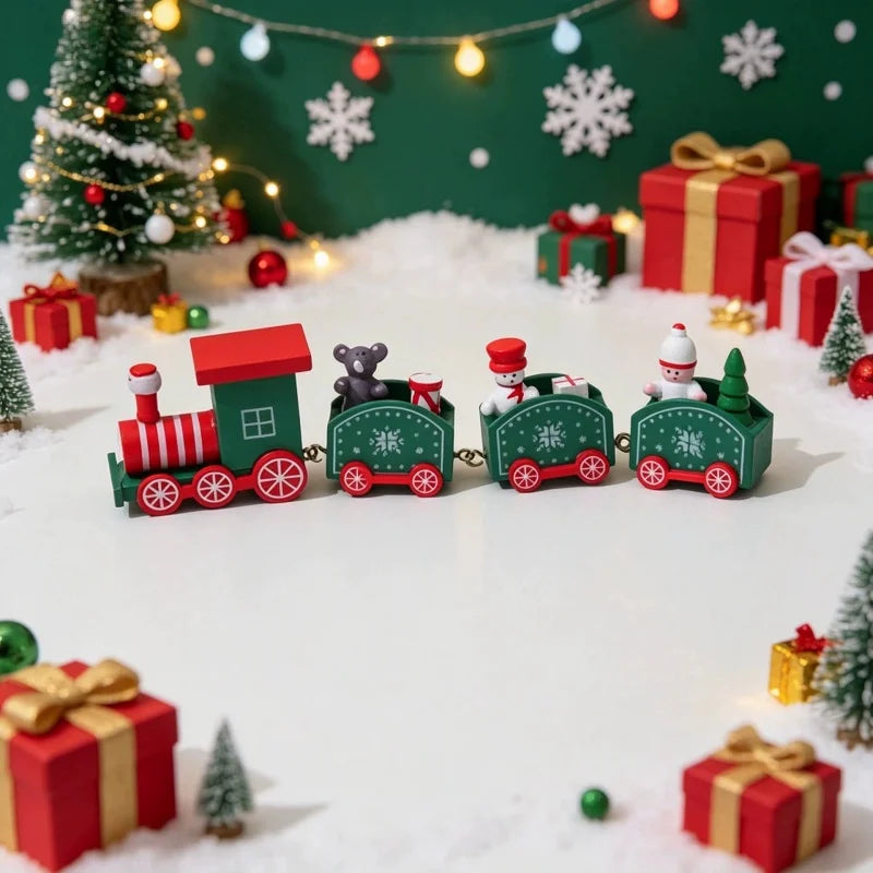 Decoração de Trem de Natal com Design Pintado Encantador, Decorações de Natal para Exibição em Mesa e Vitrine, Presentes