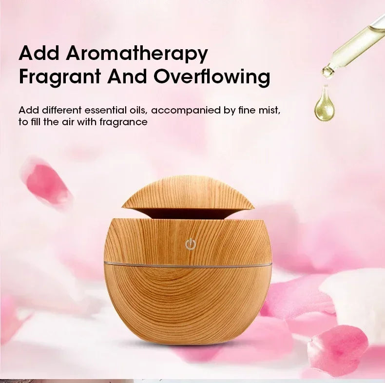 Woodgrain usb difusor de óleo essencial mini umidificador ultrassônico aromaterapia portátil desktop fabricante névoa ar para escritório em casa