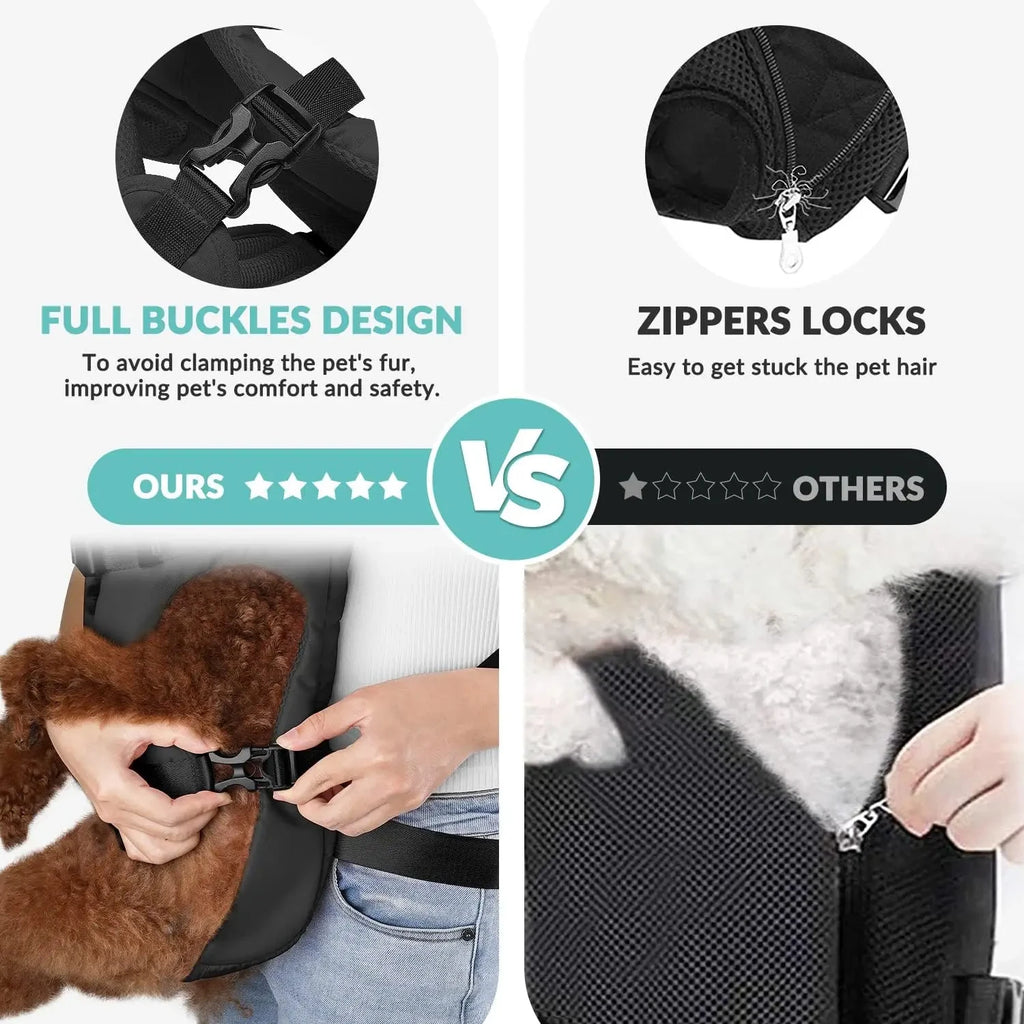 Mochila para transportar cães, esponja espessada, frente para animais de estimação, mochilas para transportar cães, portátil, ajustável, mãos livres, mochila para cães