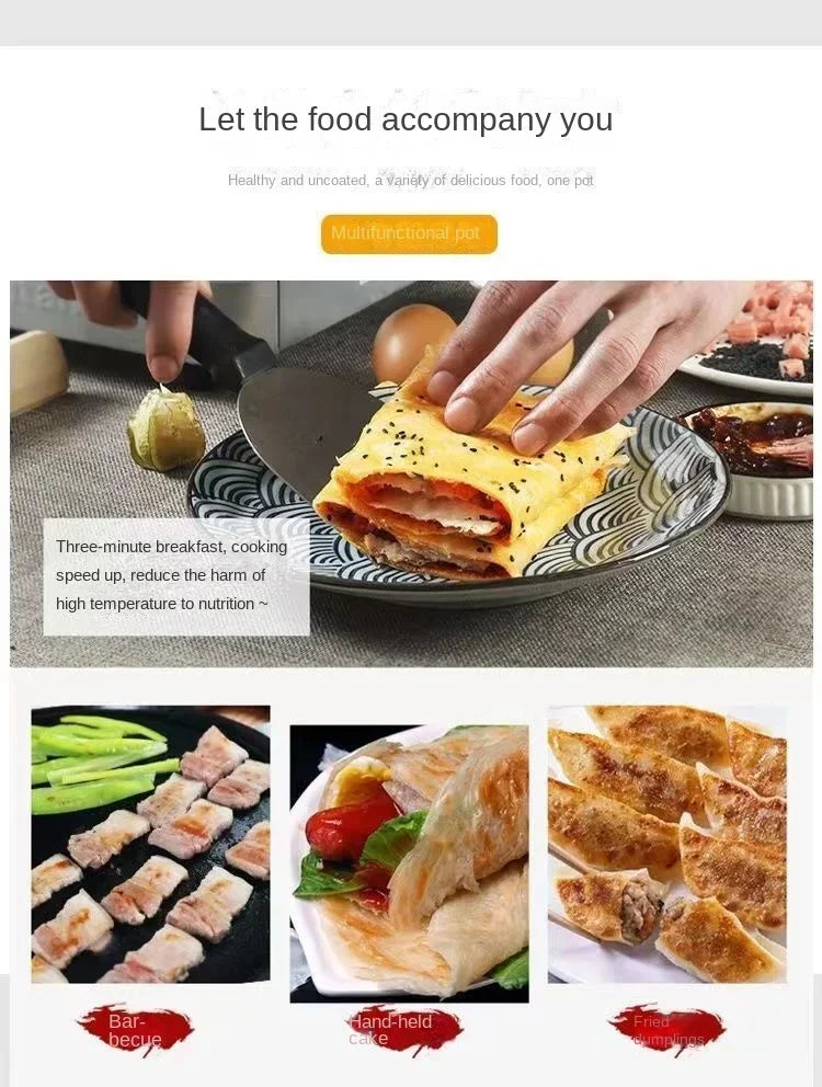 Frigideira de ferro fundido de 26cm, não revestida, antiaderente, ovo, panqueca, crepe, bife, frigideira, fogão de indução a gás, panelas de cozinha Kasa & Pet Store