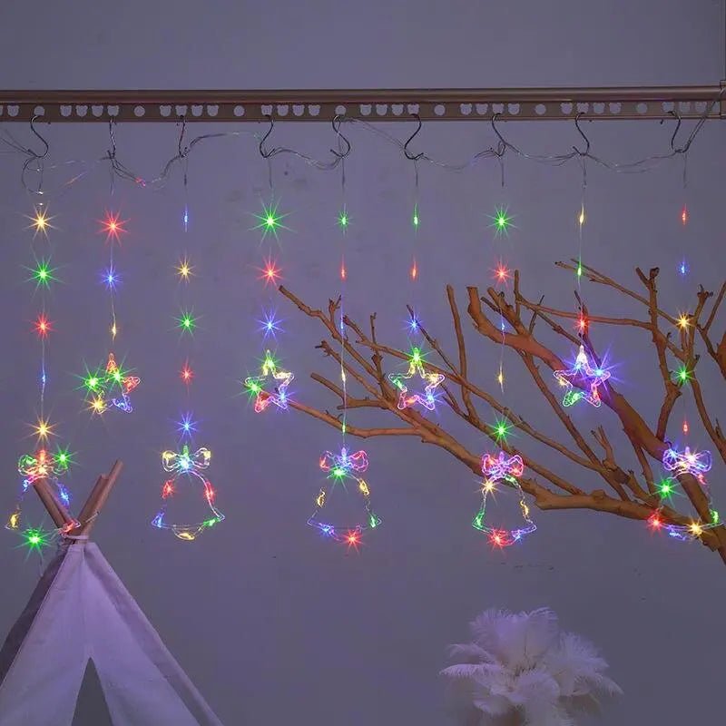 Cortina de Luzes de Natal, Luzes de Fada, 3M, Alimentação USB, Controle Remoto, 8 Modos, Decorações LED para Janelas de Casa