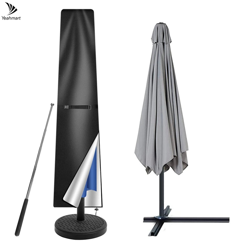 210d capa de guarda-sol reta à prova dwaterproof água capa protetora com zip à prova de intempéries uv-anti vento jardim guarda-chuva capa