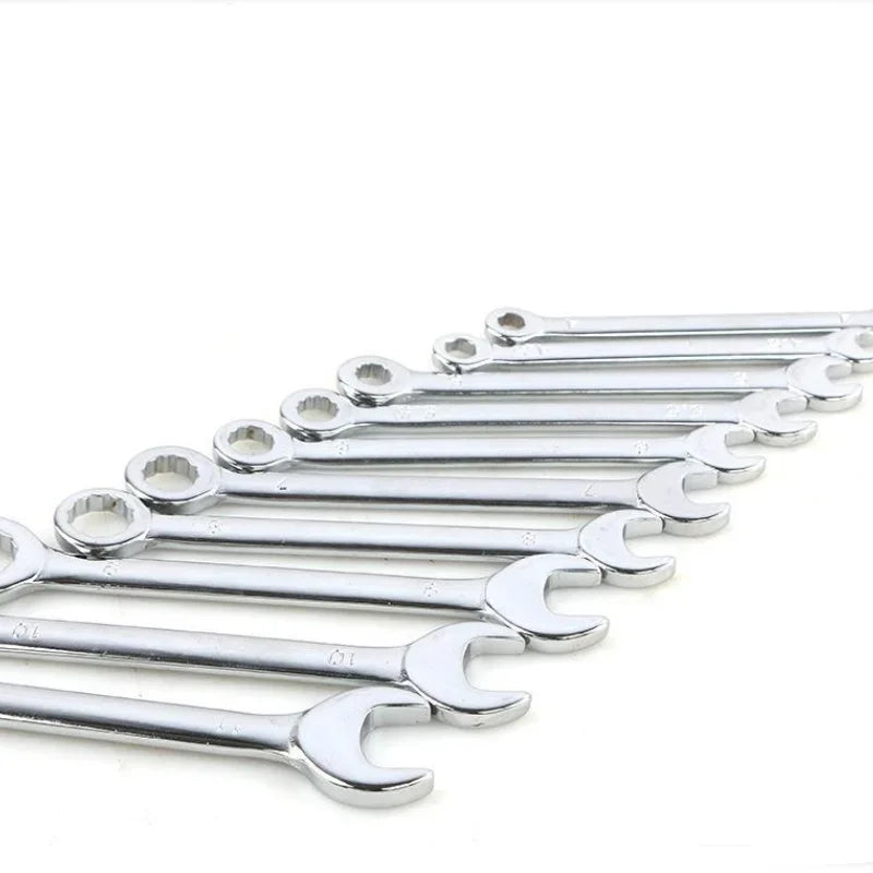 Novo 10 peças mini chave de extremidade aberta 4-11mm metrci/padrão imperial 45 #   Chaves de catraca de extremidade dupla de aço mini chave combinada