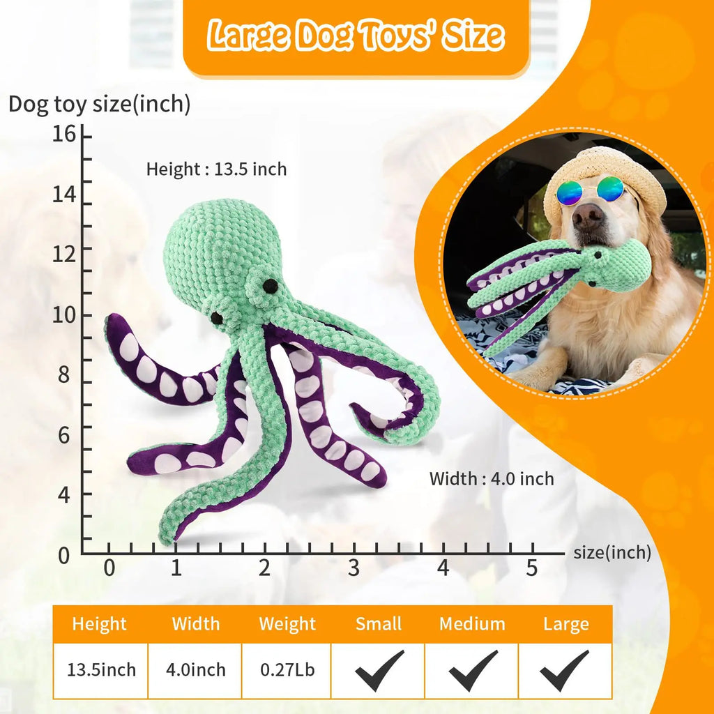 Brinquedo de Pelúcia Interativo para Cães, Polvo com Som e Tentáculos Crocantes, Brinquedo de Mastigar em Formato de Abacaxi com Apito e Som de Crocante, para Cães Pequenos e Médios