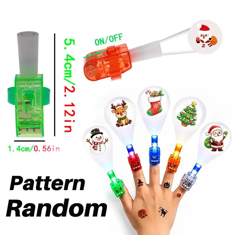 Luzes de Projeção de Dedos de Natal, Luzes de Dedos que Brilham no Escuro para Festas, Lembrancinhas de Natal, Lâmpada de Dedo LED com Padrão Aleatório