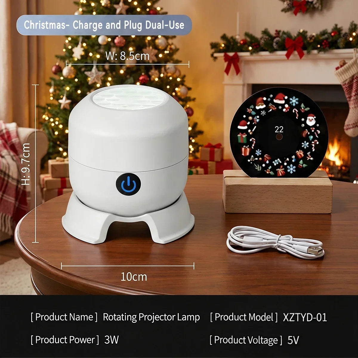 Projetor de Luz Rotativo de Natal com 22 Padrões, Lâmpada Noturna LED, Projetor de Luz com Boneco de Neve, Papai Noel, Floco de Neve, Rena e Alce