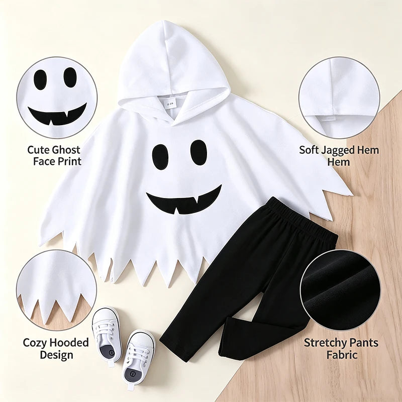 Fantasia de Halloween para Bebês, Capa com Capuz de Fantasma para Crianças, Poncho para Festas e Fantasias