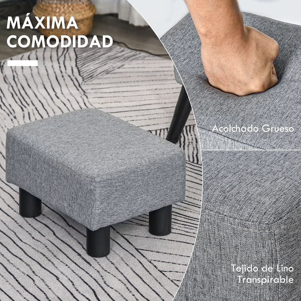 Puff Baixo Homcom para Sala de Estar com Assento Retangular Estofado para Sala de Estar e Quarto 40X30X24 cm Cinza