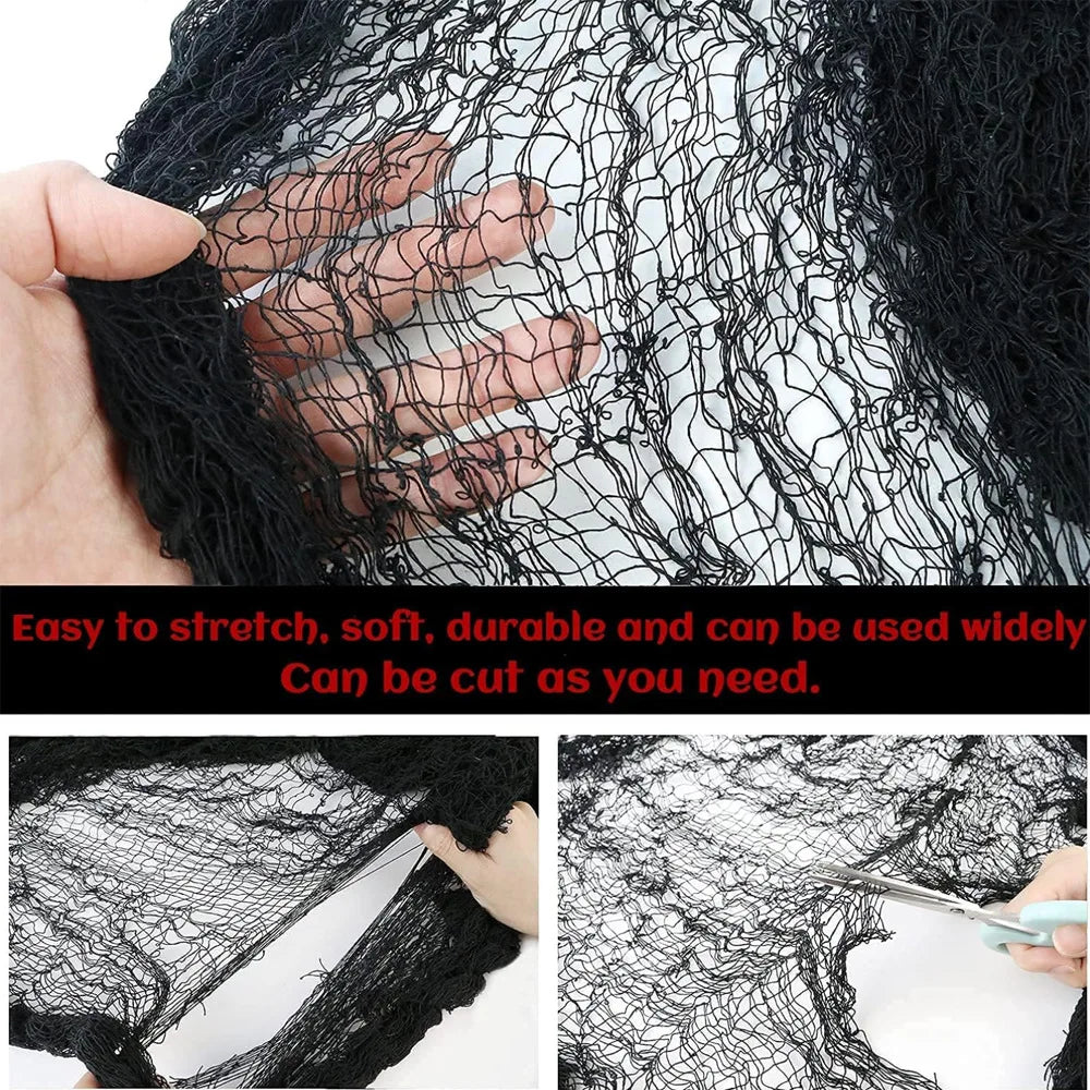 76x183cm decorações de halloween preto assustador gaze pano janela mesa porta net assustador fantasia vestido festa casa assombrada decoração da parede