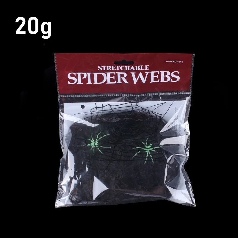 Decoração de Halloween Teia de Aranha Artificial Elástica Brilha no Escuro Adereços de Aranha Horror Gótico Decoração de Casa Assombrada Festa - Kasa & Pet