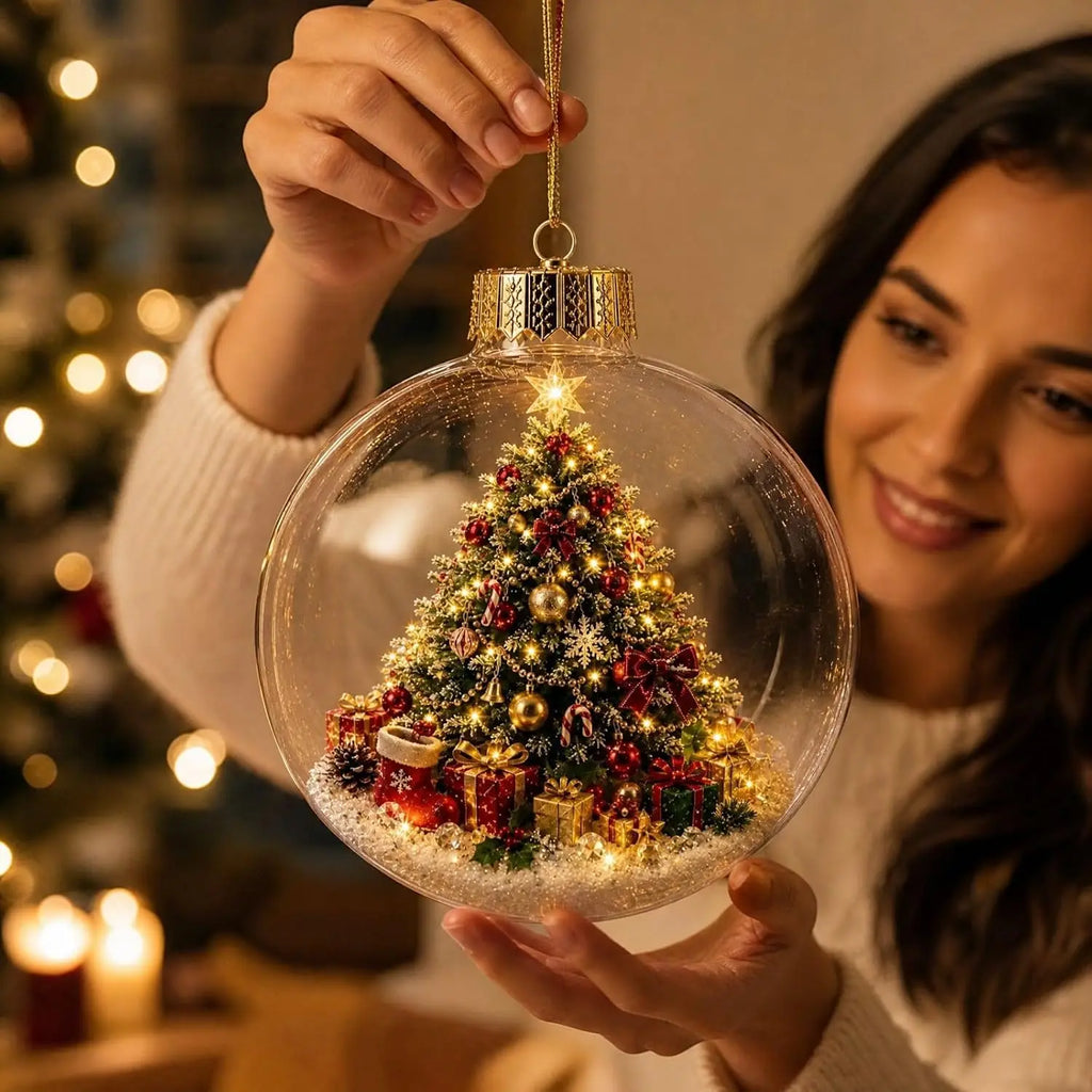 Bola de Natal Iluminada Brilhante, Ornamento de Vidro Pendurado para Decoração de Árvore de Natal, Festa em Casa e Festas de Natal