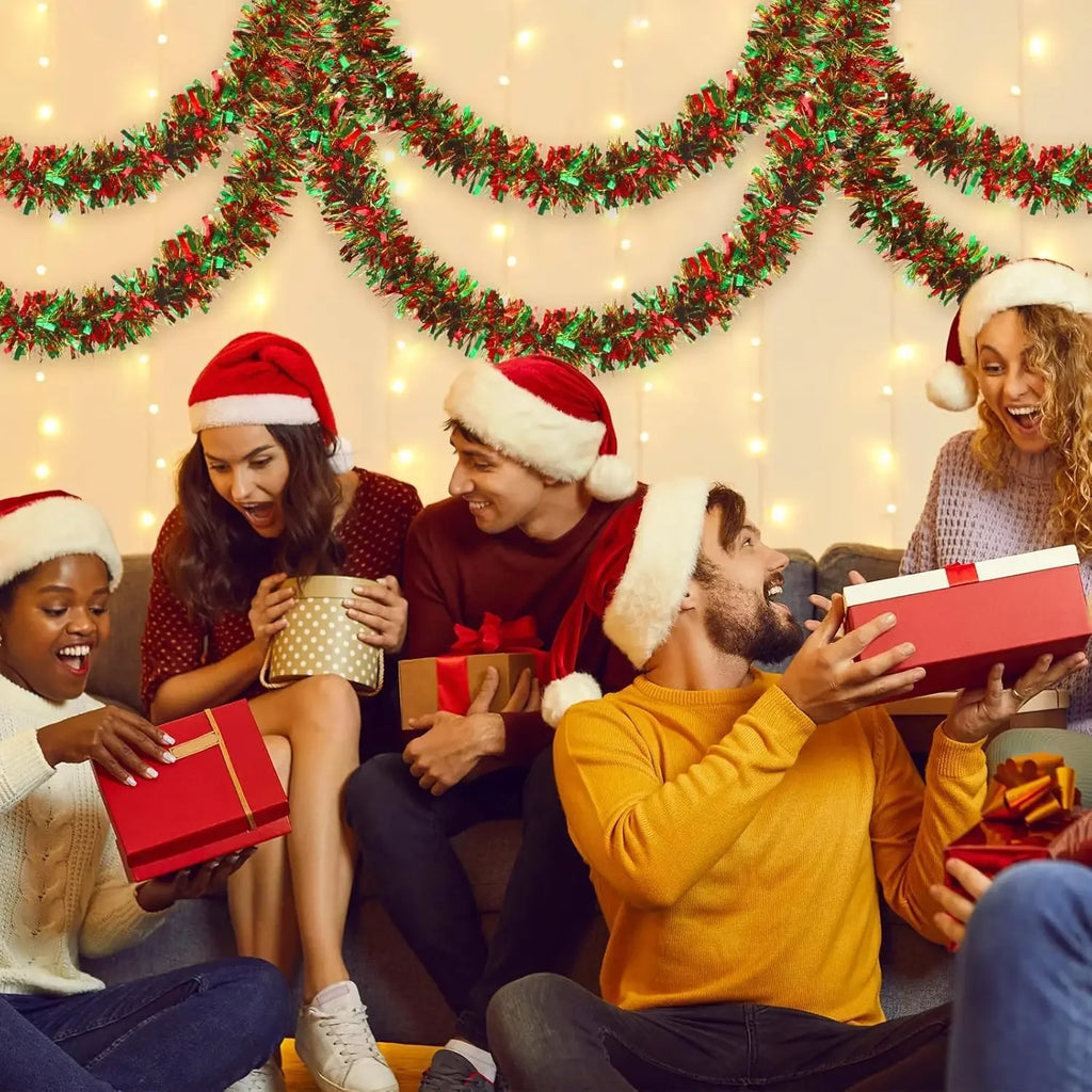 Guirlandas de Natal com Fitas e Laços para Decoração de Balcões, Enfeites para Árvore de Natal, Decoração de Festas e Casa, Adereço Pendente