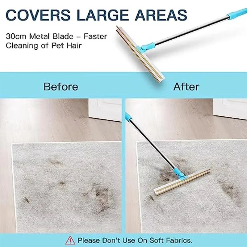 Conjunto removedor de pêlos de animais de estimação ferramenta de remoção de fluff metais alça telescópica tapete ancinho cão gato cabelo 180 °   Produtos para animais de estimação para barbear com carpete giratór
