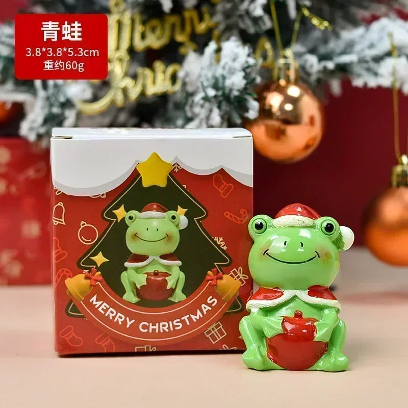 Série de natal artesanato resina animal festa criativa mini árvore de natal velha menina crianças bonito presente decoração para casa suprimentos decoração