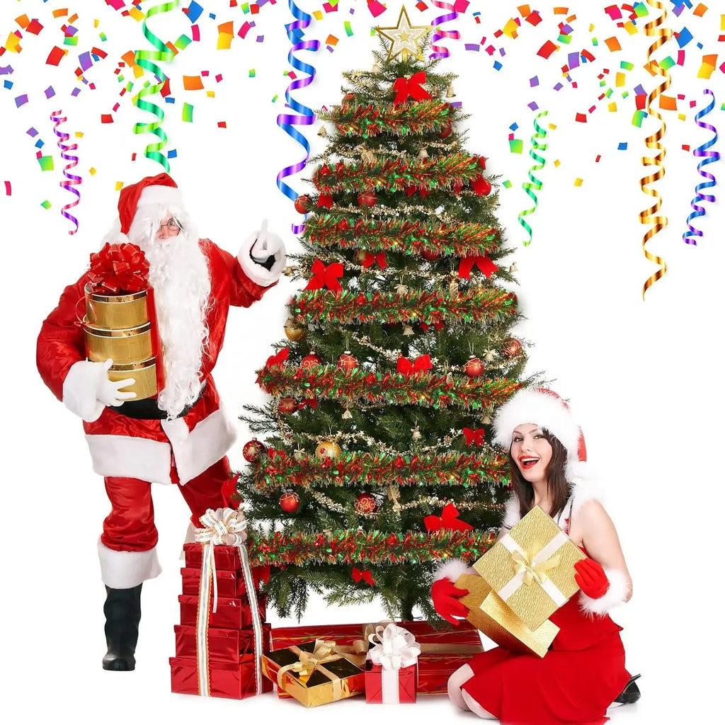 Guirlandas de Natal com Fitas e Laços para Decoração de Balcões, Enfeites para Árvore de Natal, Decoração de Festas e Casa, Adereço Pendente
