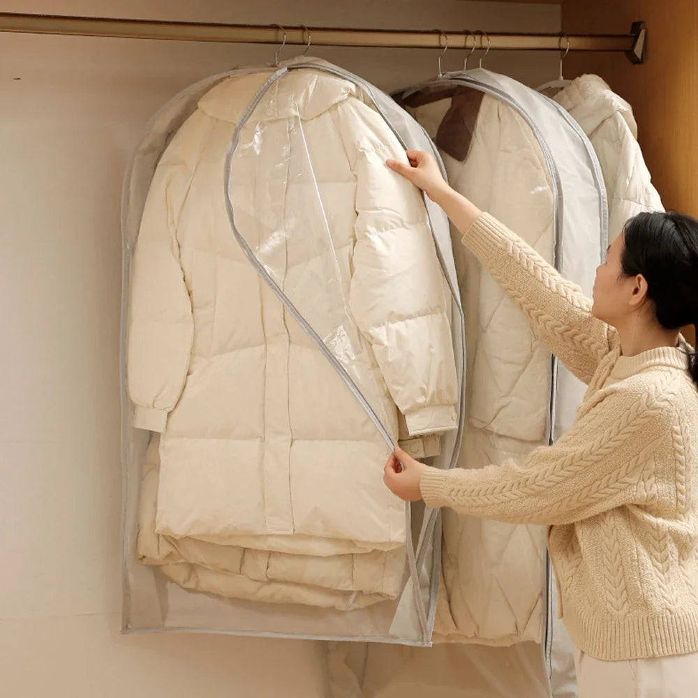 Bolsas Organizadoras de Guarda-Roupa para Jaquetas de Pluma, Saco de Compressão a Ar com Zíper, Capa Protetora contra Poeira para Roupas, Saco de Armazenamento de Tecido que Economiza Espaço