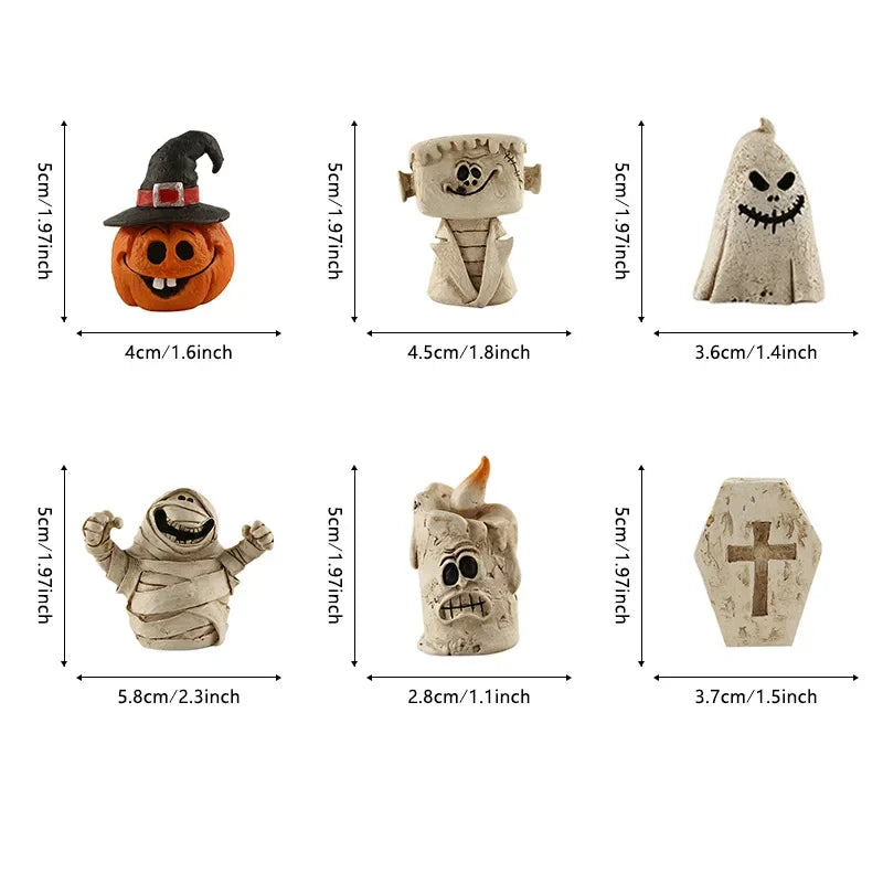 Decoração de Halloween: Fantasma, Abóbora e Múmia - Enfeite de Resina Assustador para Mesa, Perfeito para Noite de Halloween, Sala de Estar e Festas