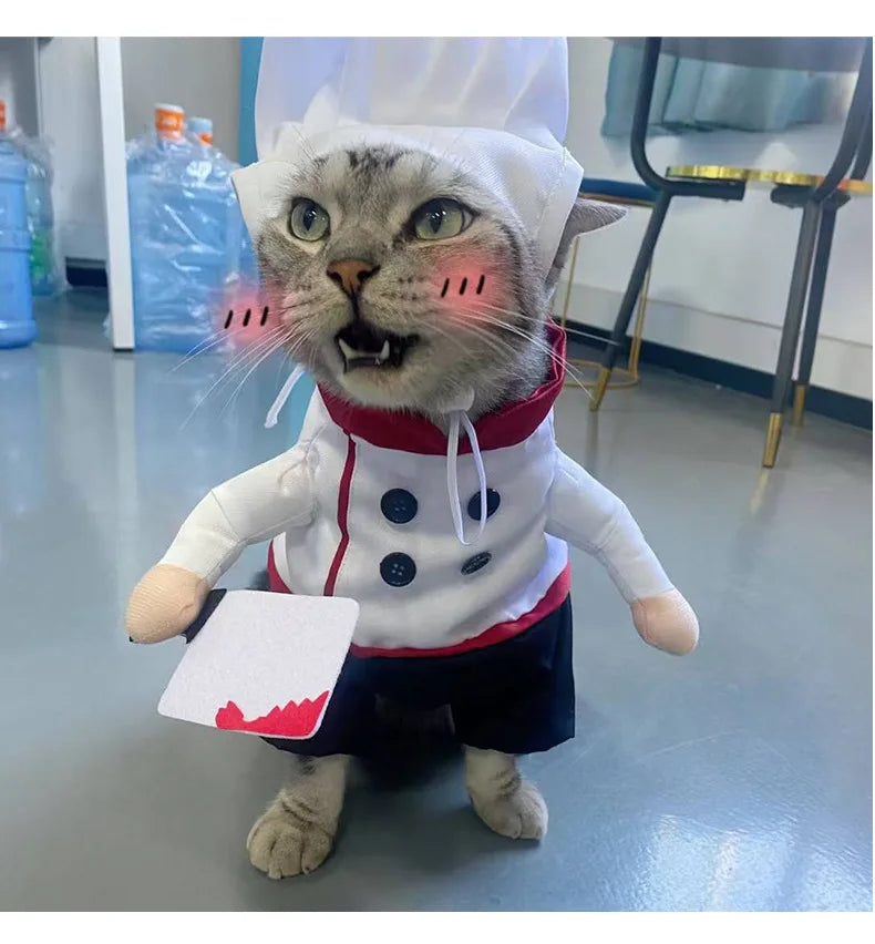 Fantasia Engraçada de Chef para Pets, Roupa de Confeiteiro Fofa para Cães e Gatos para Festas, Aniversários, Sessões de Fotos e Cosplay – Vestuário para Filhotes e Gatinhos
