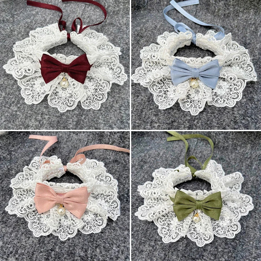 Laço bowknot pérola colar gato cão neckerchief pet gatos gatinho cão filhote de cachorro corda babador colar gravata pescoço cinta cachecol acessórios