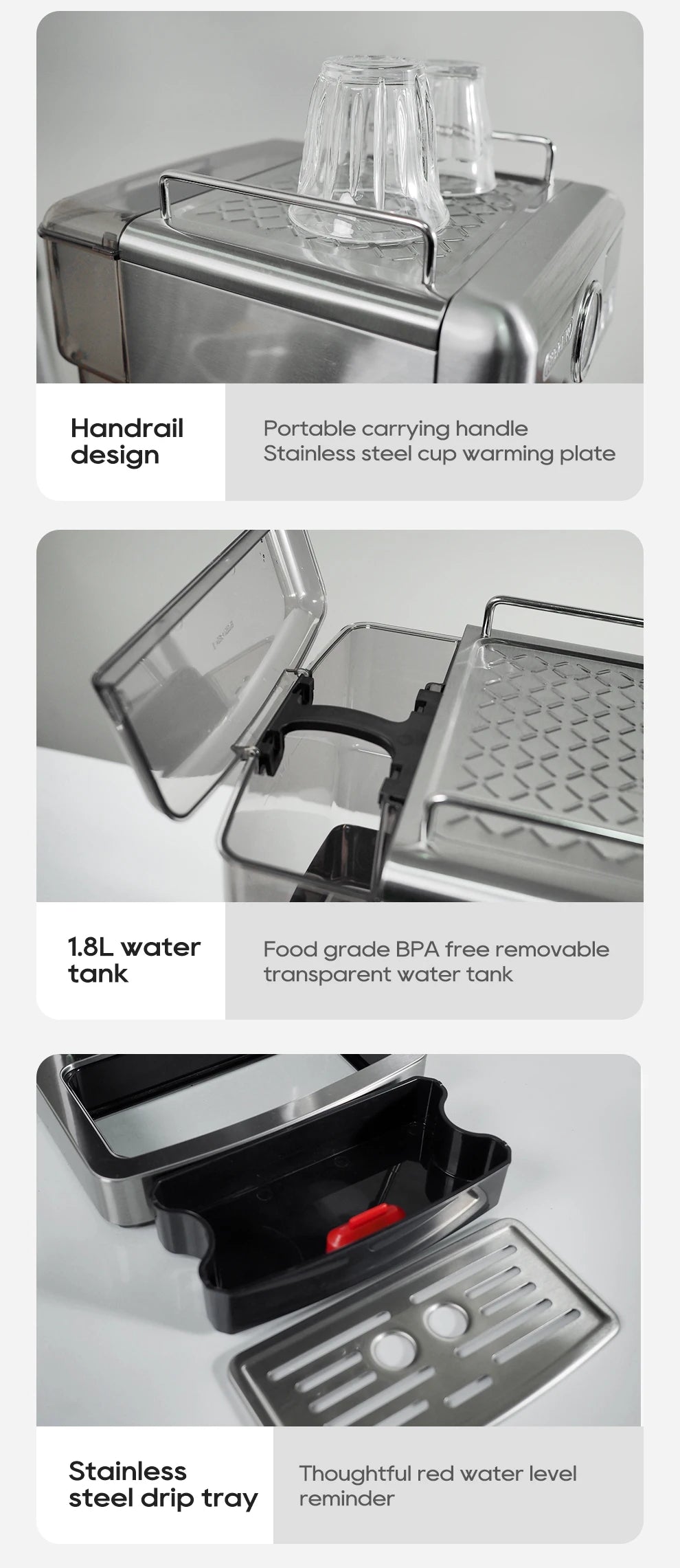 Hibrew 20bar semiautomática máquina de café expresso temperatura ajustável 58mm portátil frio/quente cafeteira metal caseh10a