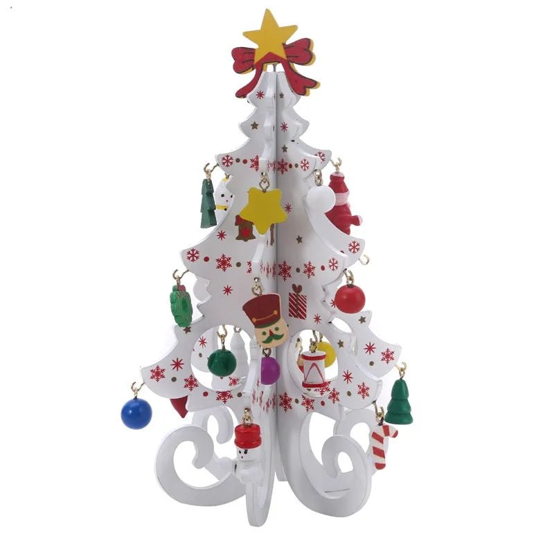 Árvore de natal infantil artesanal diy estéreo de madeira layout de cena de árvore de natal decorações de natal ornamentos 17 19cm de altura - Kasa & Pet