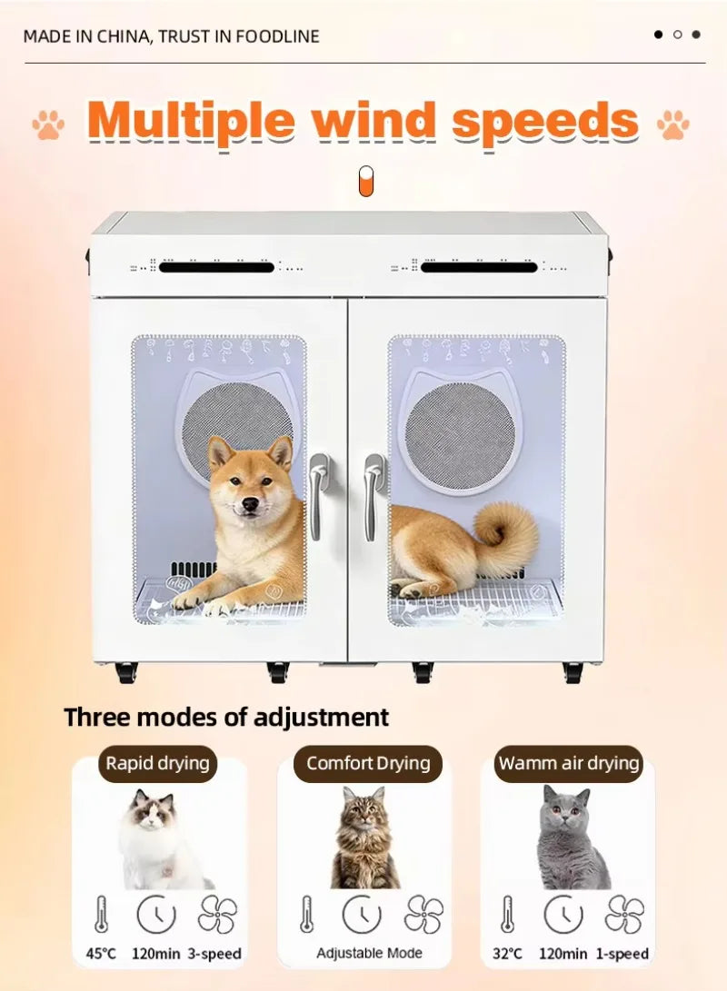 Secador de Pelos para Cães e Gatos, Soprador Potente para Tosa, Motor Silencioso, Múltiplas Configurações de Velocidade, Secagem Rápida para Pelos Grossos e Longos