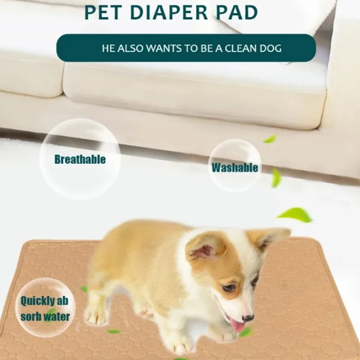 Tapete Absorvente Reutilizável e Lavável para Cães, Tapete de Urina para Carro, Sofá, Impermeável, para Treinamento de Filhotes e Gatos, Suprimentos para Animais de Estimação