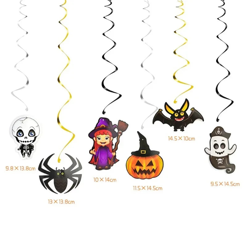 2026 Decoração Suspensa em Espiral para Casa Assombrada de Halloween, 6 Peças/Conjunto, Ornamento DIY para Teto, para Decoração de Eventos e Festas Temáticas de Halloween