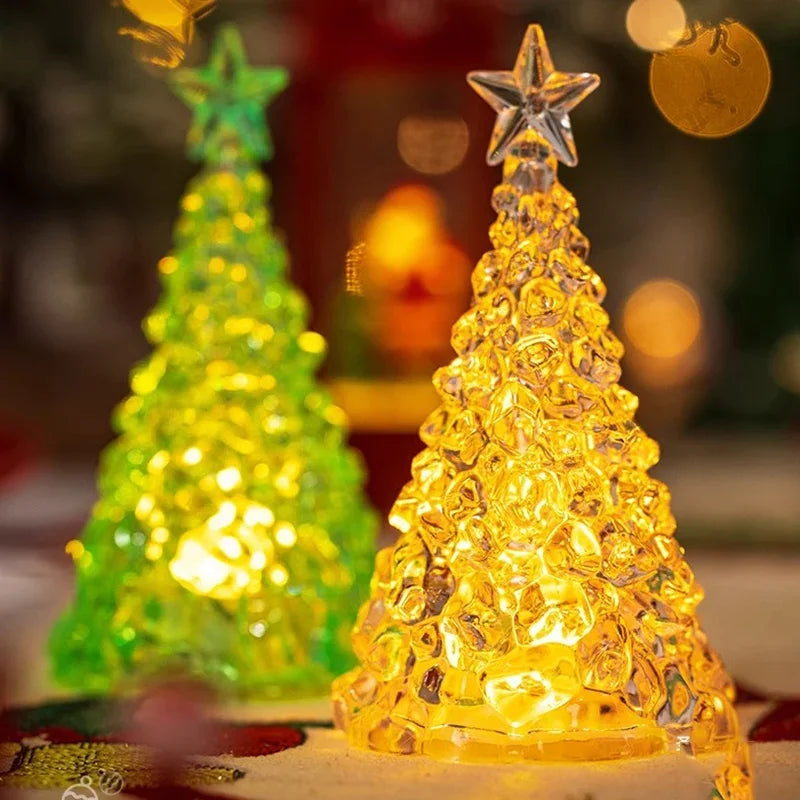 Natal 2025 atividade atmosfera arranjo enfeites de mesa árvore luminosa natal cristal transparente decoração de ano novo