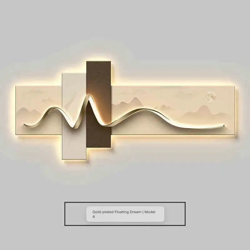Pintura de decoração de sala de estar, pintura de luz ambiente LED, parede de fundo de sofá de luxo moderno, pintura suspensa minimalista