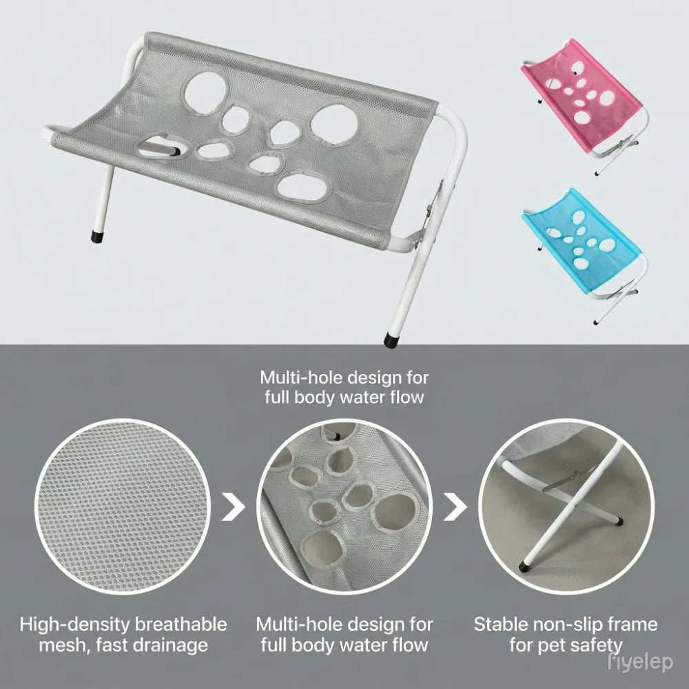 Rede de Higiene para Animais de Estimação — Cama para Banho e Higiene de Gatos e Cães; Suporte de Higiene Dobrável, Resistente a Arranhões e Mordidas