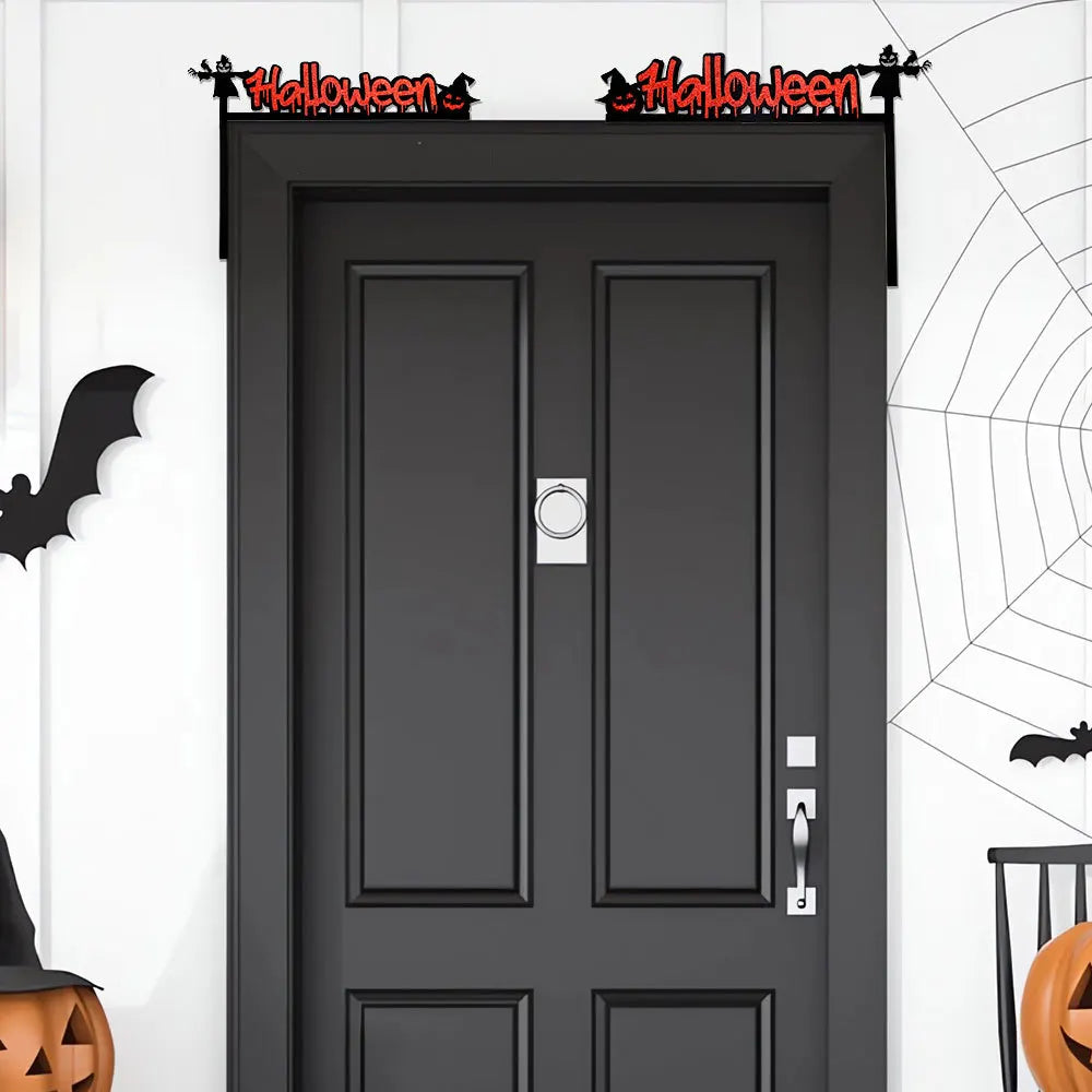 Decoração do quadro da porta do halloween, bastões, abóboras, spider webs, janela canto adesivos, decoração home