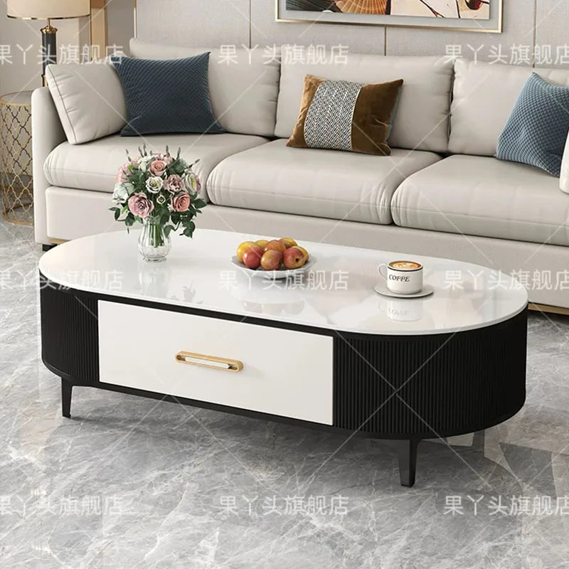 Mesa de Jantar, Mesa de Centro para Escrita e Café, Gavetas Móveis, Mesa Lateral de Luxo com Armazenamento para Sala de Estar, Mesa Auxiliar Moderna, Móveis Modernos