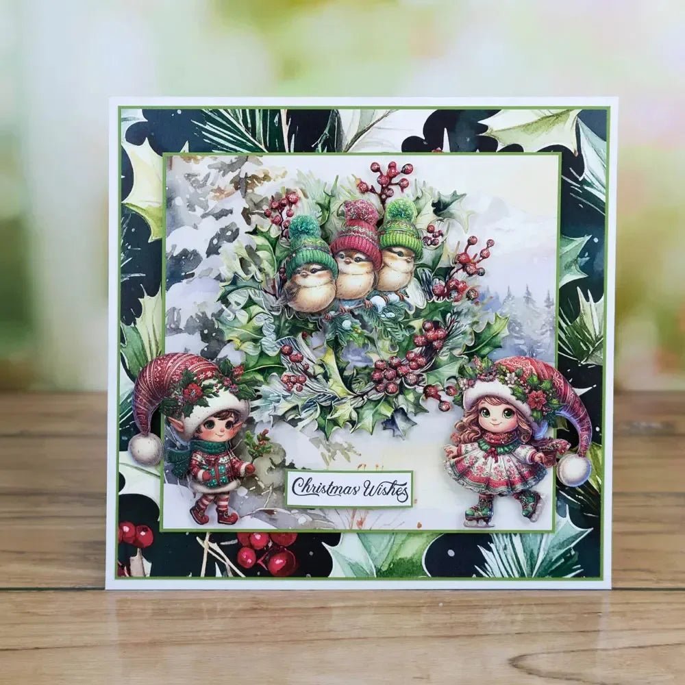 Cortador de Metal e Estêncil para Papel DIY de Álbum de Fotos com Temas de Natal: Brilho Cintilante, Confetes, Raminhos e Bagas