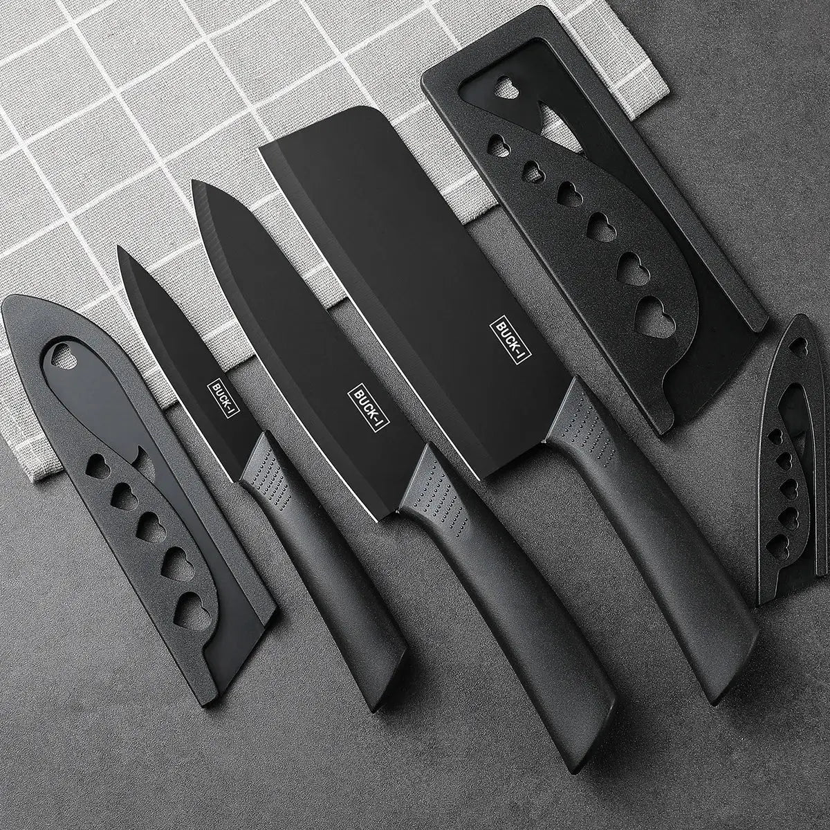 Conjunto de facas de cozinha, incluindo cutelo, faca de chef e faca para frutas, com bloco de facas, adequado para descascar carne e vegetais. - Kasa & Pet