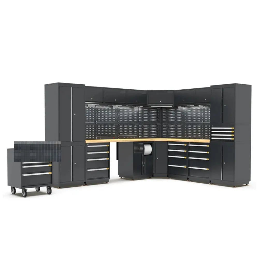 Conjuntos de ferramentas de armazenamento de ferramentas de nível industrial Garagem modular Bancada de trabalho de nível industrial resistente OEM ODM Garagem personalizável