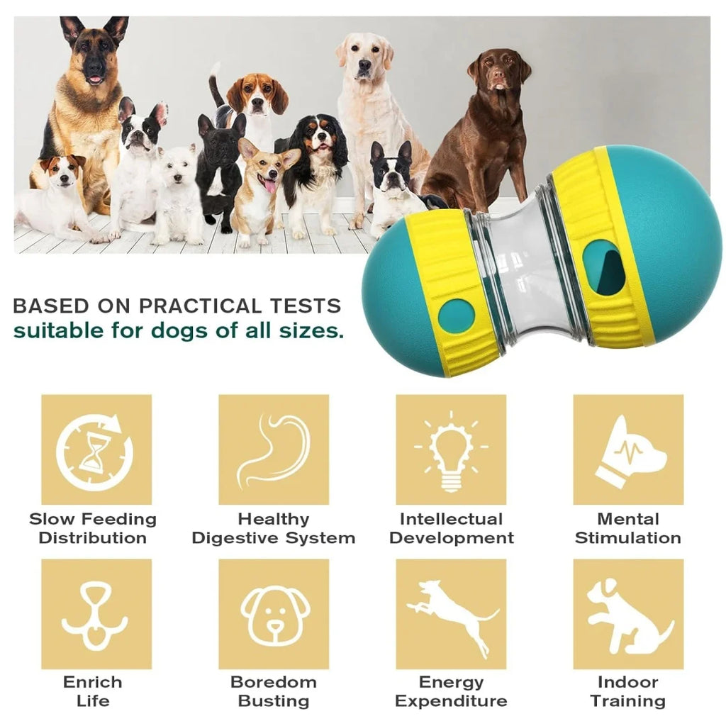 Bola Dispensadora de Ração Ajustável para Cães, Brinquedo de Alimentação Lenta