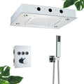Torneira termostática de luxo para chuveiro, conjunto de chuveiro com led, montagem no teto, cascata e chuvas, sistemas de chuveiro de banheiro, misturador de chuveiro de 3 vias