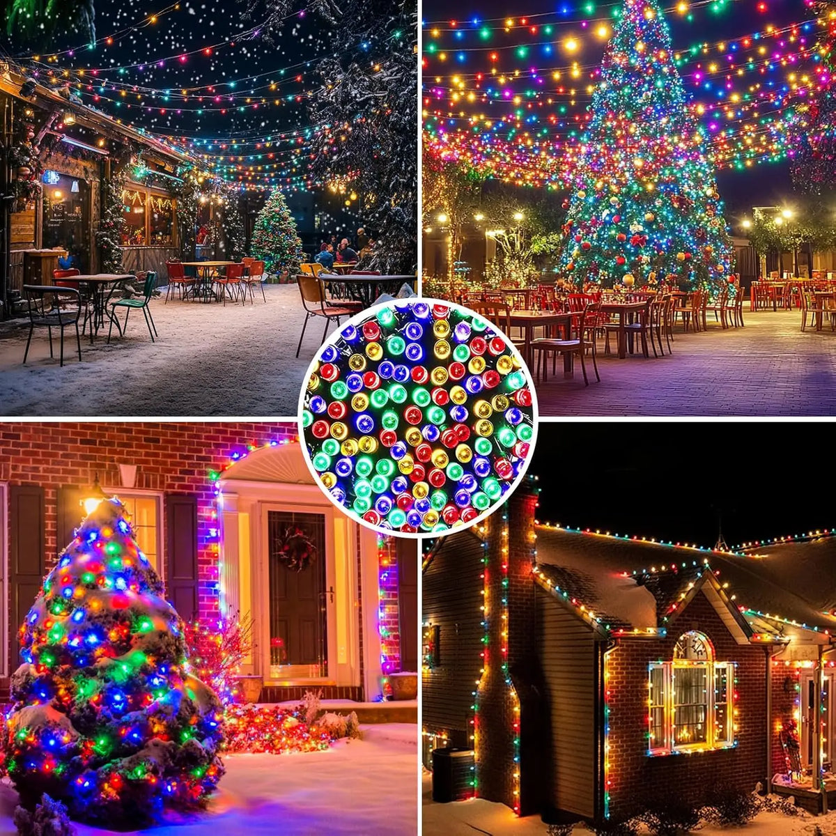 Luzes de corda solares led movidas a energia solar luzes ao ar livre de natal à prova dwaterproof água estrelado luz de fadas de natal para festival festa atmosfera