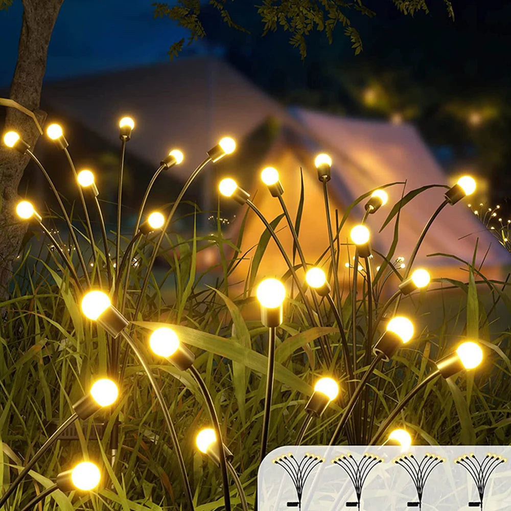 6/8/10led firefly luz solar led, decoração de jardim ao ar livre luzes de paisagem, lâmpadas de gramado, terraço de casa de casamento de natal