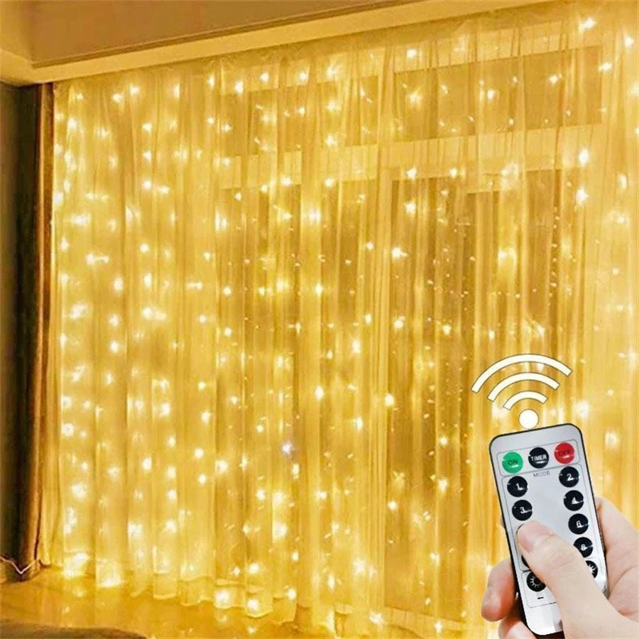 Luzes de fadas de natal guirlanda de casamento ao ar livre 8 modo led usb cortina luz corda festa decoração do feriado jardim luz navidad - Kasa & Pet