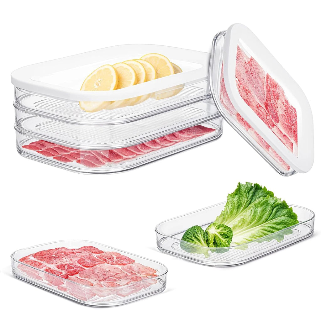 Recipiente de carne para geladeira, recipientes empilháveis de armazenamento de cortes frios com tampas transparentes para carne de deli, bacon, queijo e preparação de refeições