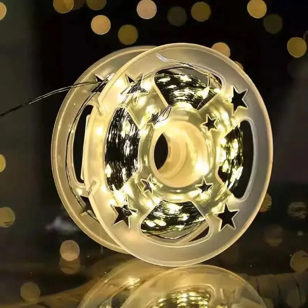 Decorações para Árvore de Natal, Luzes de Cordão à Prova d'Água para Exterior, Guirlandas de Ano Novo, Luzes LED Decorativas para Casamento e Decoração de Natal em Casa