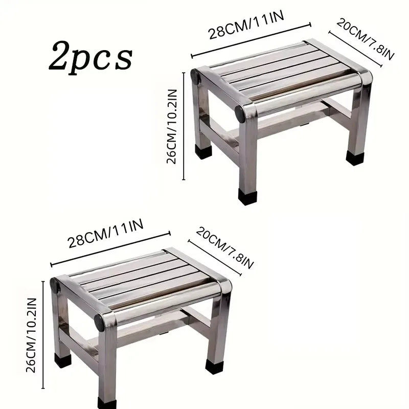 1pc banco multiuso de aço inoxidável-banco durável grosso e resistente, ideal para sala de estar, banheiro, cozinha e corredores