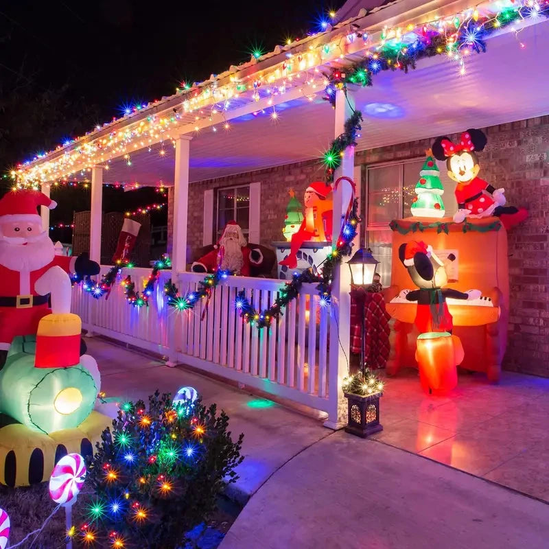 Luzes de fadas externas movidas a energia solar de couro de plástico LED IP65 à prova d'água 8 modos de iluminação para decoração de casamento de Natal