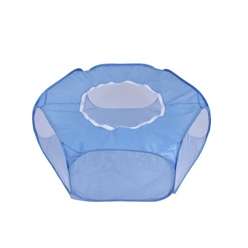 Gaiola pequena portátil para animais de estimação, gaiola transparente para cães e gatos, cercadinho para animais de estimação, cerca dobrável aberta para cães, hamster, coelho, cobaia