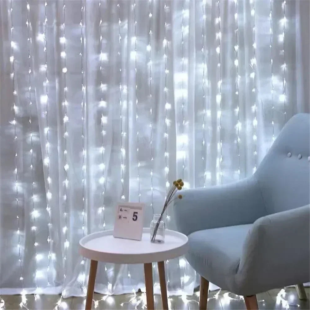 Ano novo 2026 lâmpada luzes de natal led fada string cortina luzes 8 modo remoto usb festão decoração natal para casa férias
