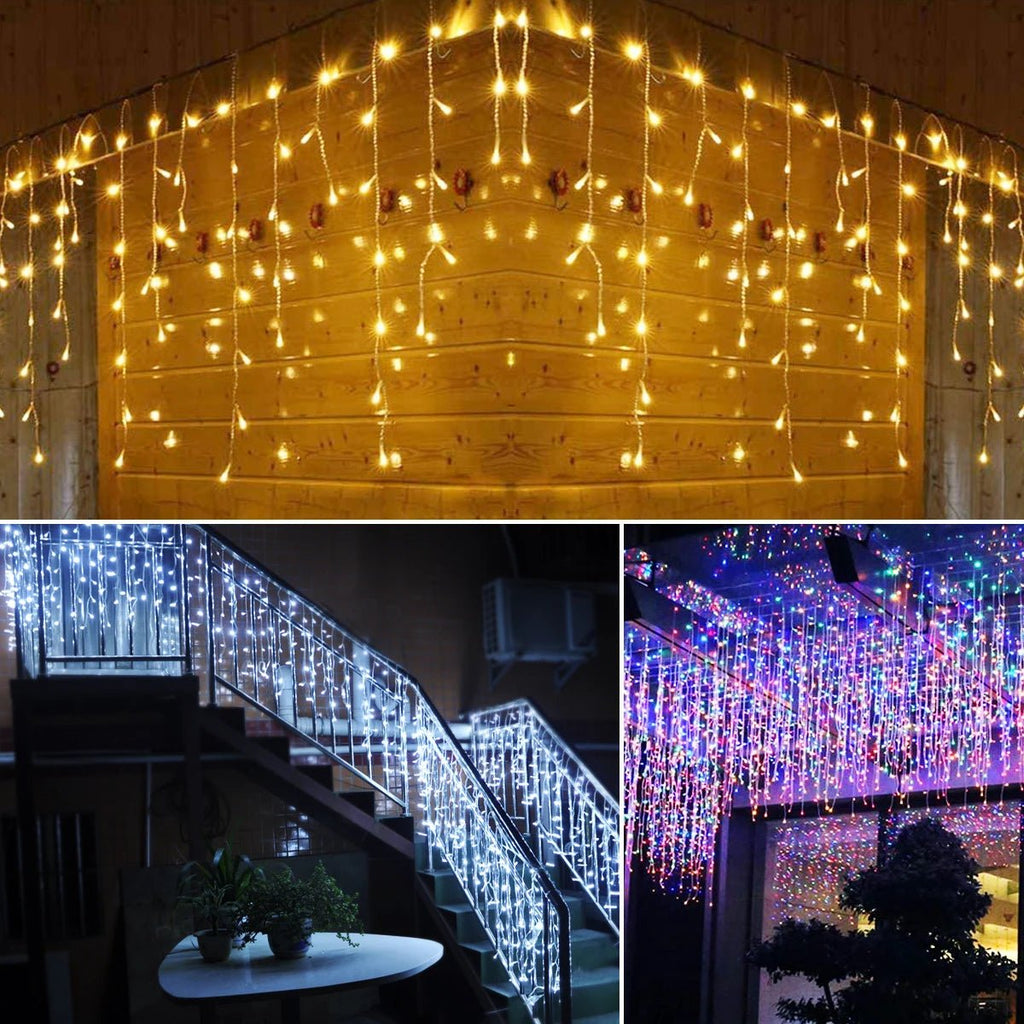 Luzes de Natal LED, cordão de luzes decorativas, cortina de luzes, decoração de Natal para casa, luminária para as festas de fim de ano e Ano Novo.