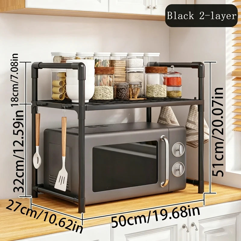 Prateleira para guardar o micro-ondas na bancada da cozinha, prateleira de vários níveis para guardar temperos, utilizada para guardar utensílios de cozinha na bancada.