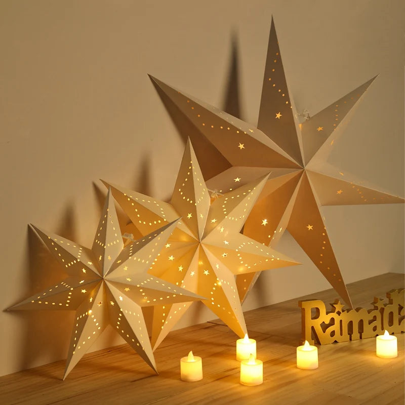 Estrela oca pendurado pingentes ramadan decoração 2024 para casa navidad natal noel presentes enfeites de natal ano novo 2024